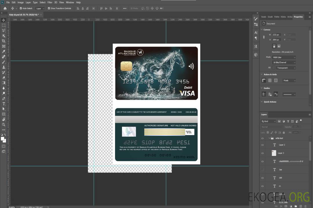 Carte visa bancaire Burkina Faso Atlantique template